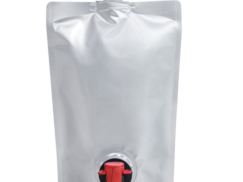 Bag-in-box inner bladder film with dispensing fitment for wine, oil and juice