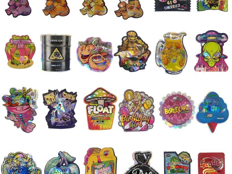 Selection of custom die-cut shaped pouches for retail promotions