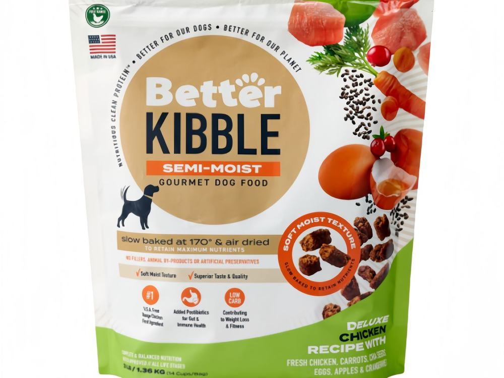 Set of printed stand-up pouches with zipper and window for pet food